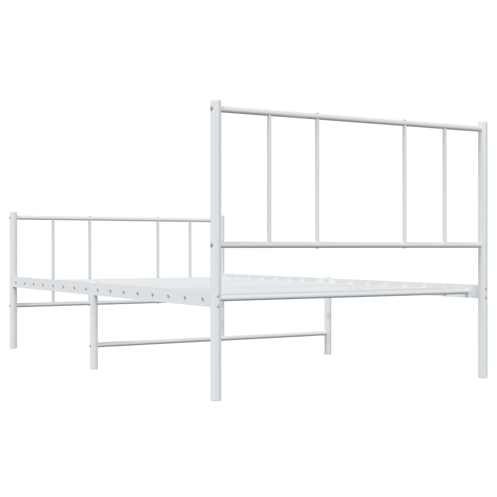 vidaXL Metal Bed Frame without Mattress with Footboard White 100x190cm