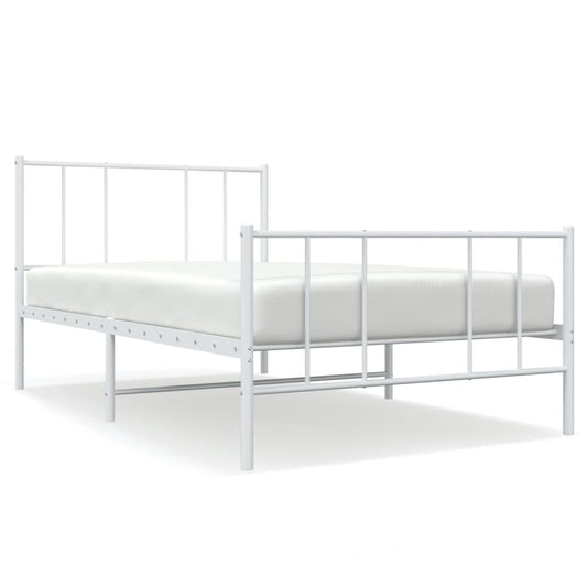 vidaXL Metal Bed Frame without Mattress with Footboard White 107x203cm