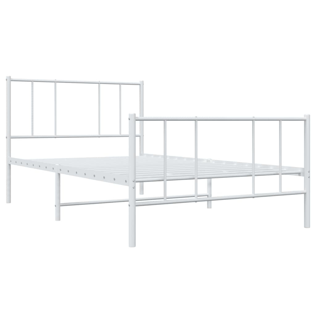 vidaXL Metal Bed Frame without Mattress with Footboard White 107x203cm