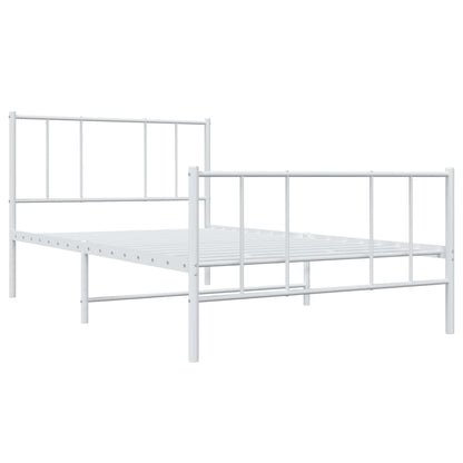 vidaXL Metal Bed Frame without Mattress with Footboard White 107x203cm