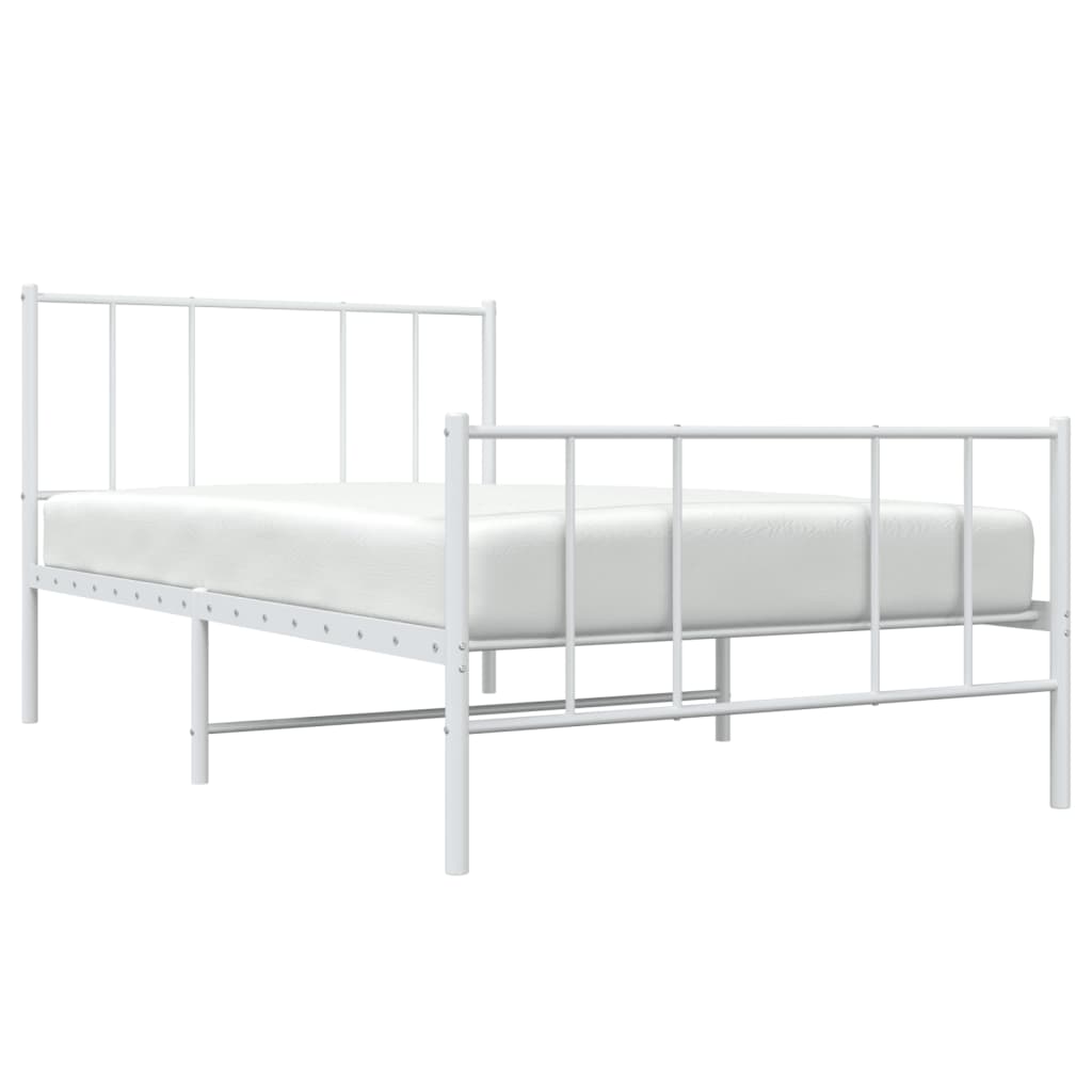 vidaXL Metal Bed Frame without Mattress with Footboard White 107x203cm