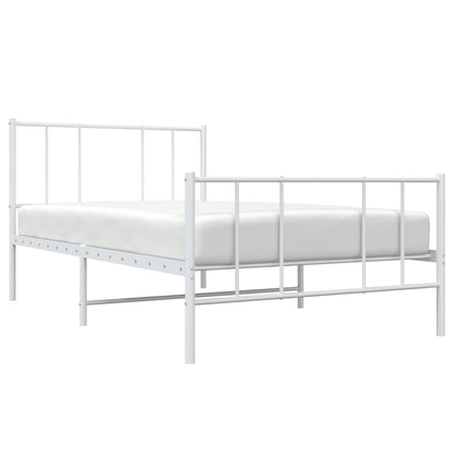 vidaXL Metal Bed Frame without Mattress with Footboard White 107x203cm
