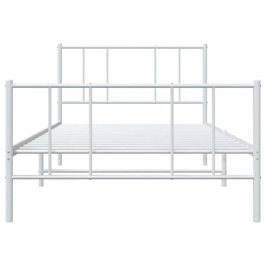 vidaXL Metal Bed Frame without Mattress with Footboard White 107x203cm