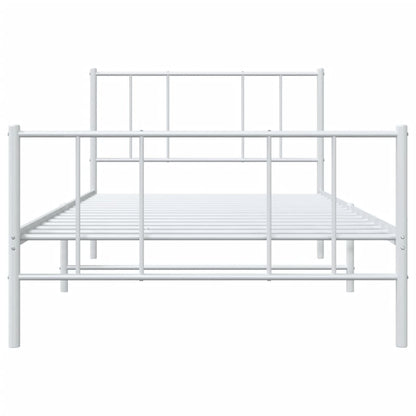vidaXL Metal Bed Frame without Mattress with Footboard White 107x203cm