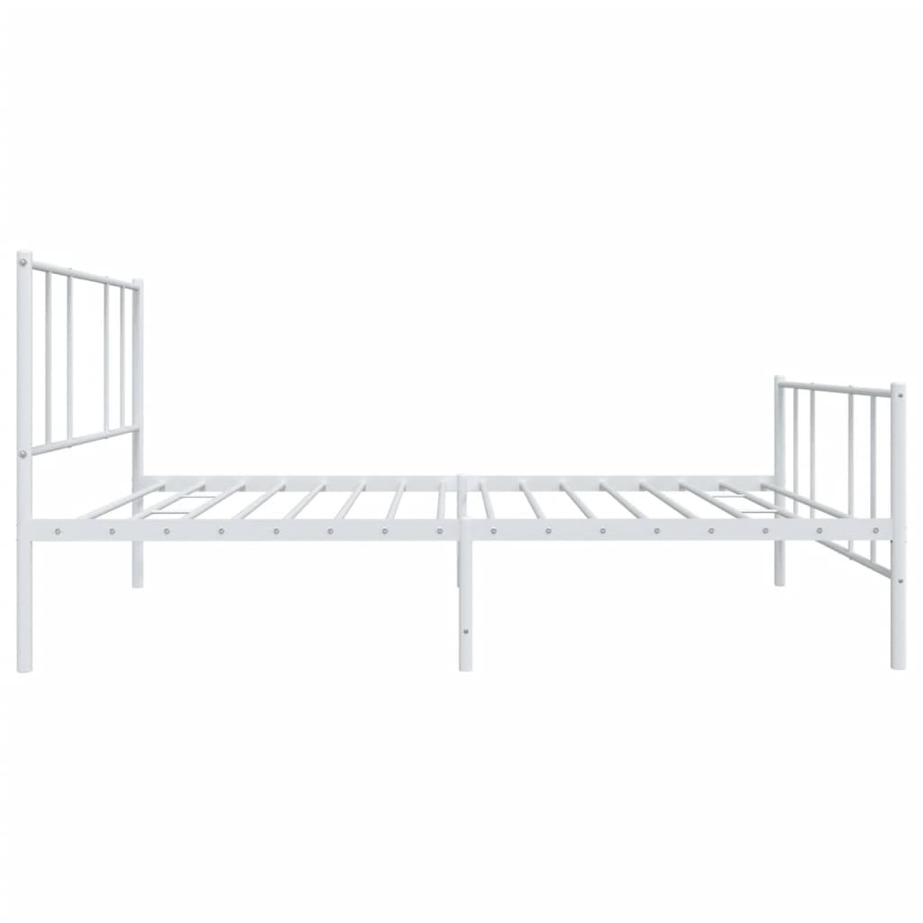 vidaXL Metal Bed Frame without Mattress with Footboard White 107x203cm