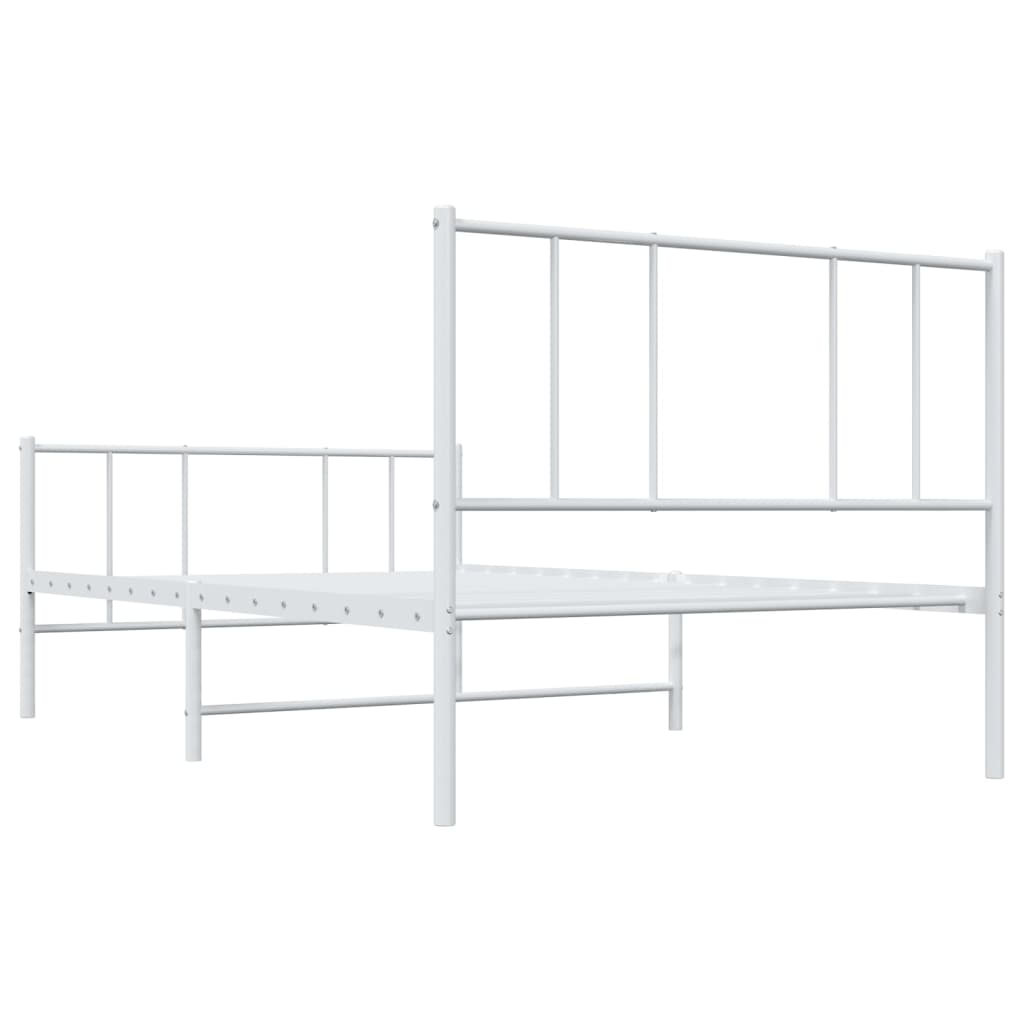 vidaXL Metal Bed Frame without Mattress with Footboard White 107x203cm