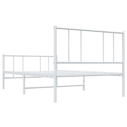 vidaXL Metal Bed Frame without Mattress with Footboard White 107x203cm