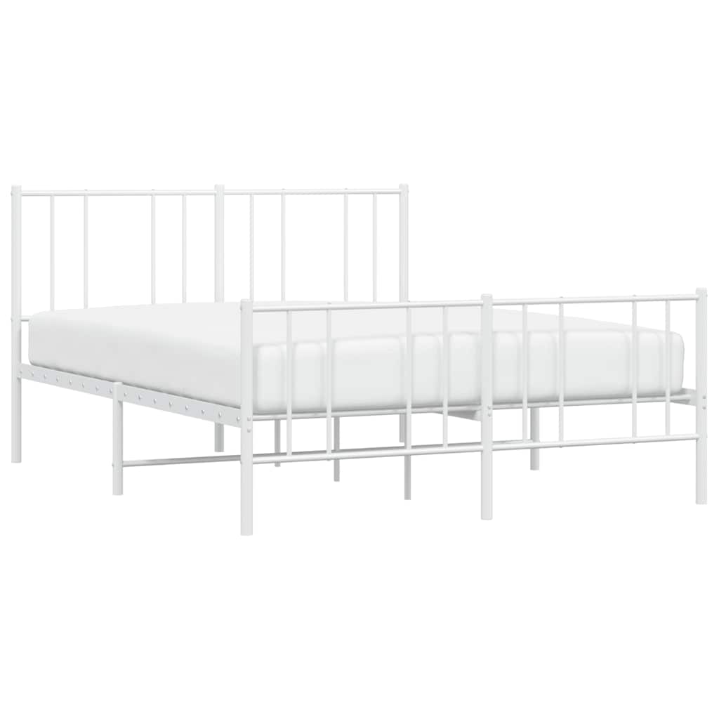 vidaXL Metal Bed Frame without Mattress with Footboard White 120x190cm