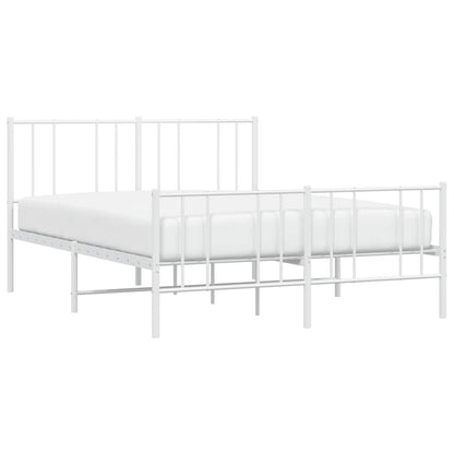 vidaXL Metal Bed Frame without Mattress with Footboard White 120x190cm