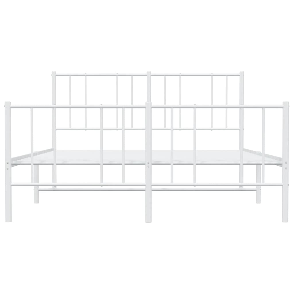 vidaXL Metal Bed Frame without Mattress with Footboard White 120x190cm
