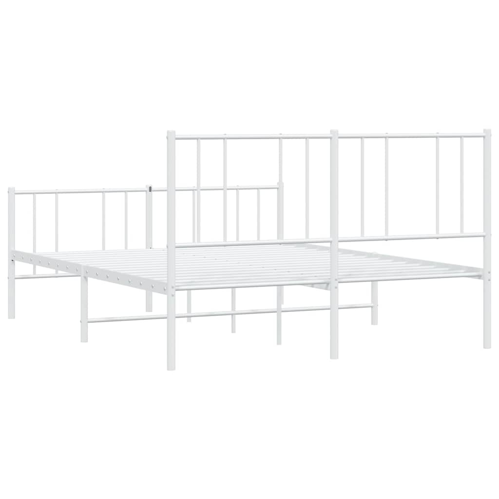 vidaXL Metal Bed Frame without Mattress with Footboard White 120x190cm