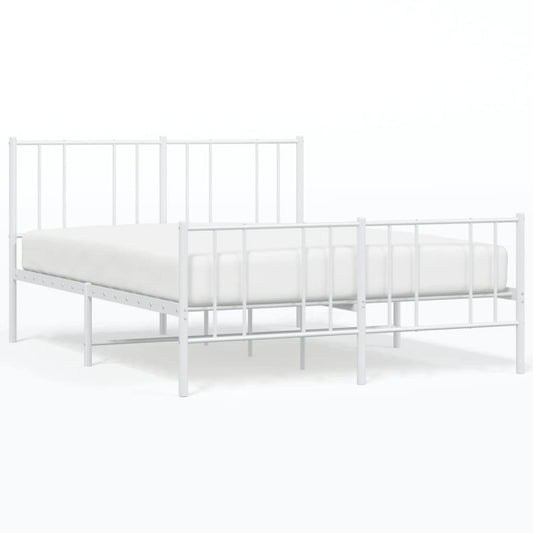 vidaXL Metal Bed Frame without Mattress with Footboard White 120x200cm