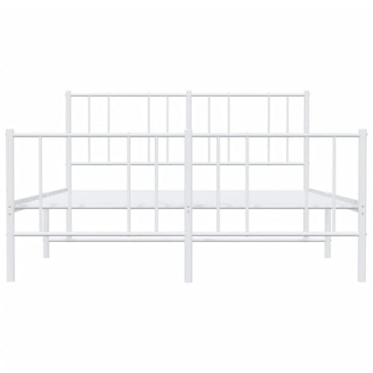 vidaXL Metal Bed Frame without Mattress with Footboard White 120x200cm