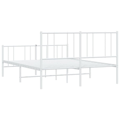 vidaXL Metal Bed Frame without Mattress with Footboard White 120x200cm