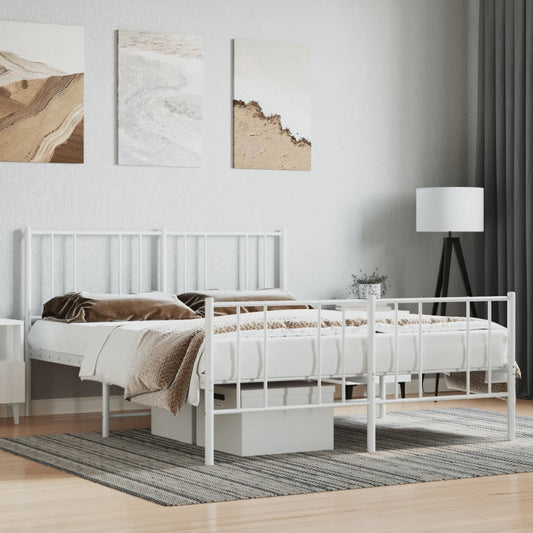 vidaXL Metal Bed Frame without Mattress with Footboard White 120x200cm