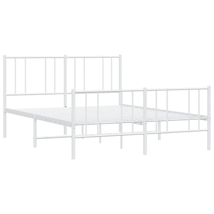 vidaXL Metal Bed Frame without Mattress with Footboard White 135x190cm