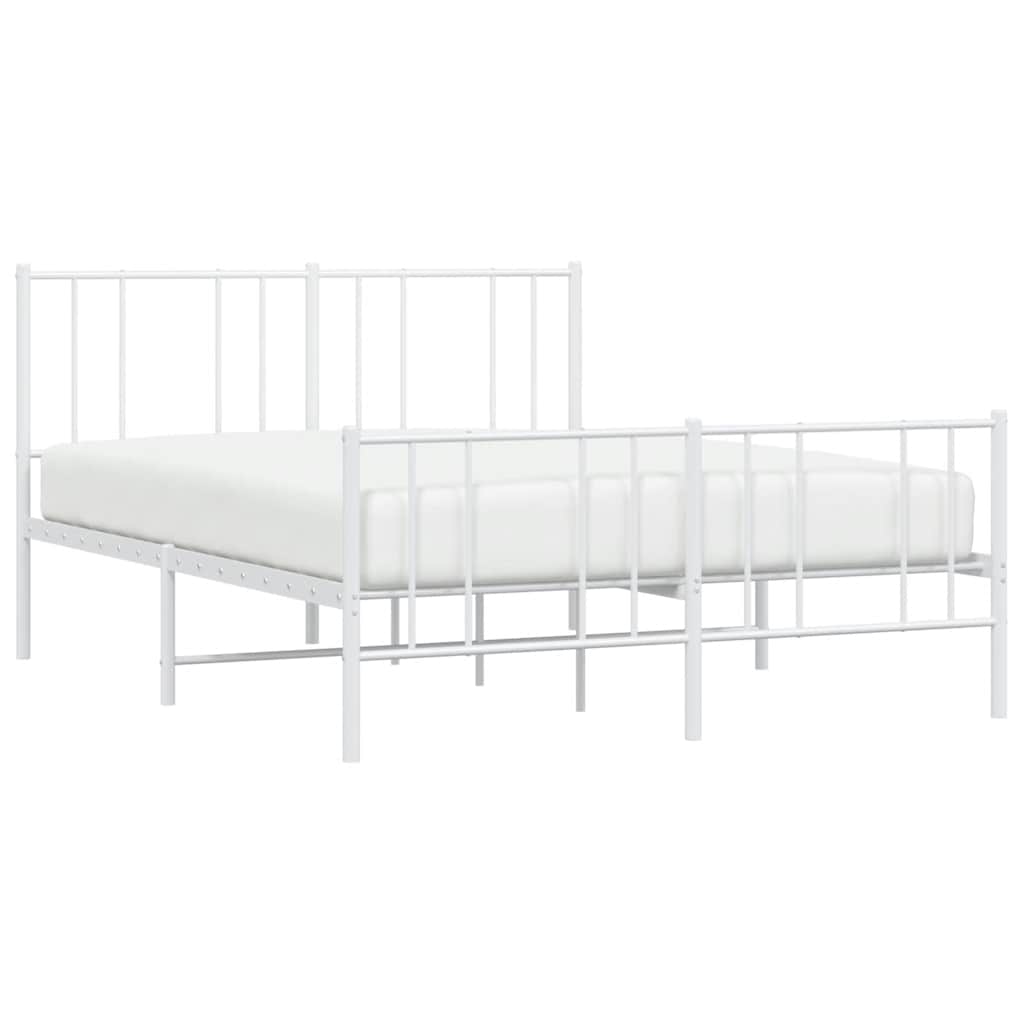 vidaXL Metal Bed Frame without Mattress with Footboard White 135x190cm