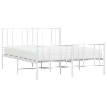 vidaXL Metal Bed Frame without Mattress with Footboard White 135x190cm