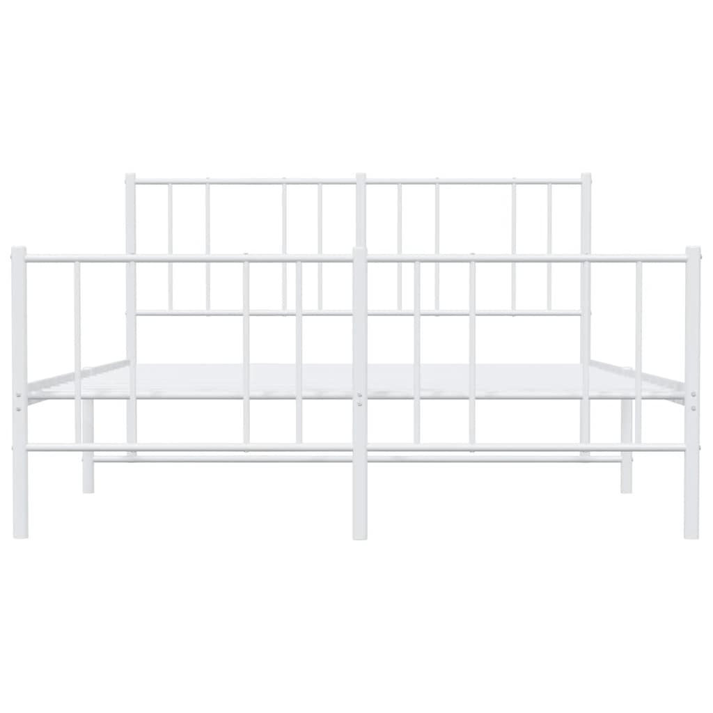 vidaXL Metal Bed Frame without Mattress with Footboard White 135x190cm