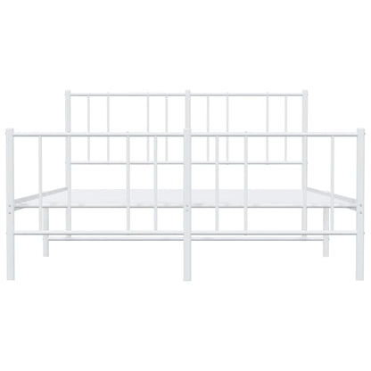 vidaXL Metal Bed Frame without Mattress with Footboard White 135x190cm