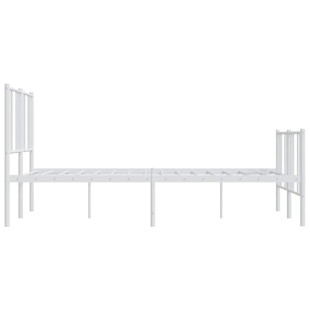 vidaXL Metal Bed Frame without Mattress with Footboard White 135x190cm