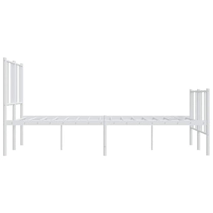 vidaXL Metal Bed Frame without Mattress with Footboard White 135x190cm