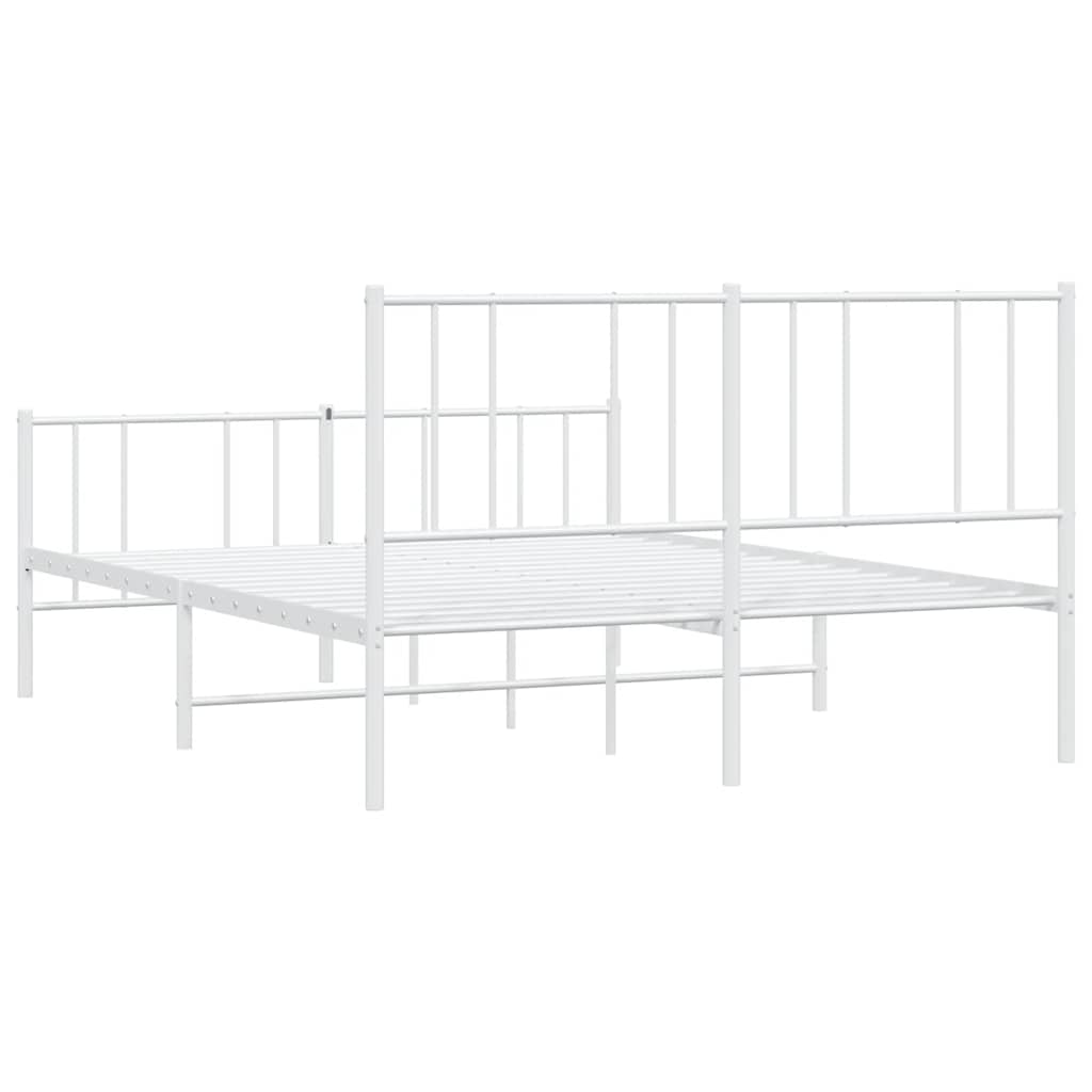 vidaXL Metal Bed Frame without Mattress with Footboard White 135x190cm