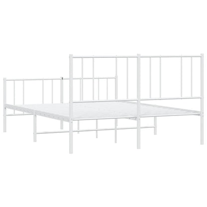 vidaXL Metal Bed Frame without Mattress with Footboard White 135x190cm