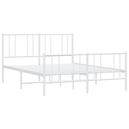 vidaXL Metal Bed Frame without Mattress with Footboard White 140x190cm