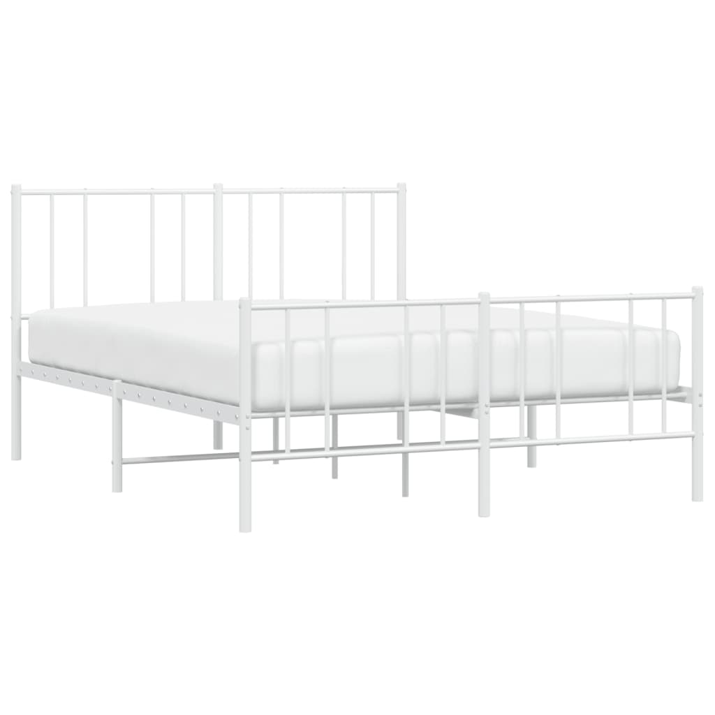 vidaXL Metal Bed Frame without Mattress with Footboard White 140x190cm