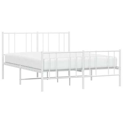 vidaXL Metal Bed Frame without Mattress with Footboard White 140x190cm