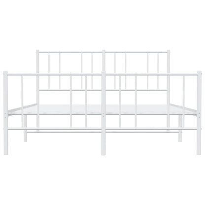 vidaXL Metal Bed Frame without Mattress with Footboard White 140x190cm