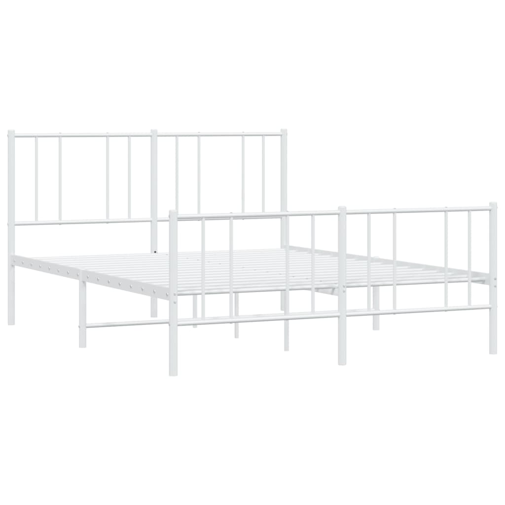 vidaXL Metal Bed Frame without Mattress with Footboard White 140x200cm
