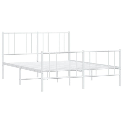 vidaXL Metal Bed Frame without Mattress with Footboard White 140x200cm