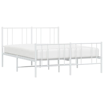 vidaXL Metal Bed Frame without Mattress with Footboard White 140x200cm