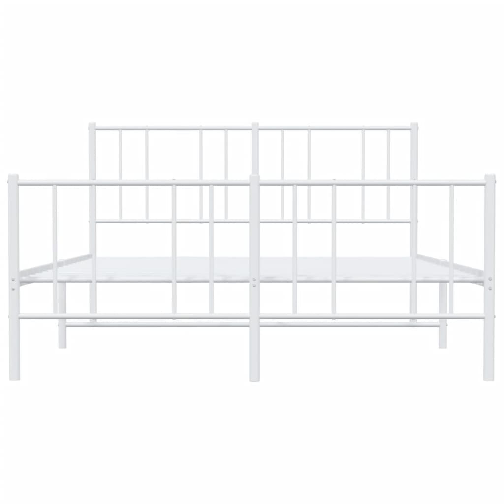 vidaXL Metal Bed Frame without Mattress with Footboard White 140x200cm