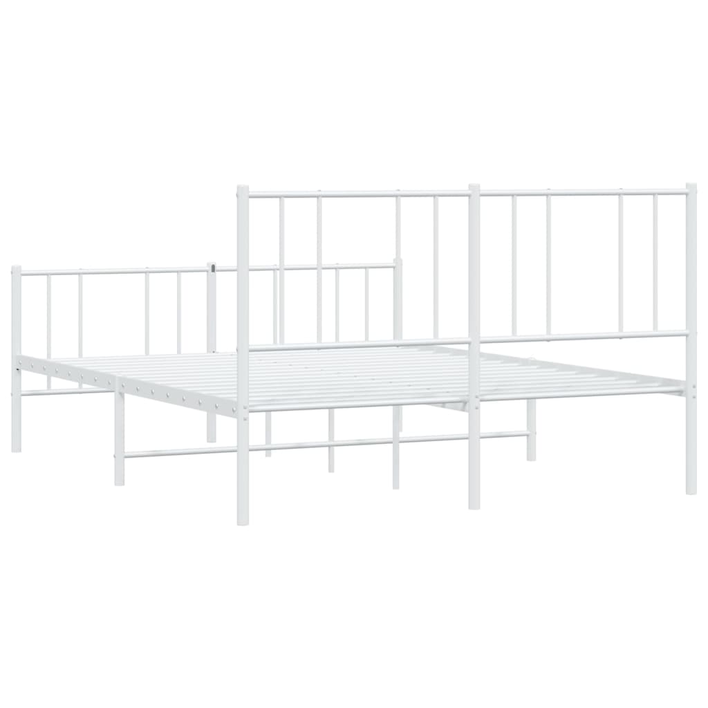vidaXL Metal Bed Frame without Mattress with Footboard White 140x200cm
