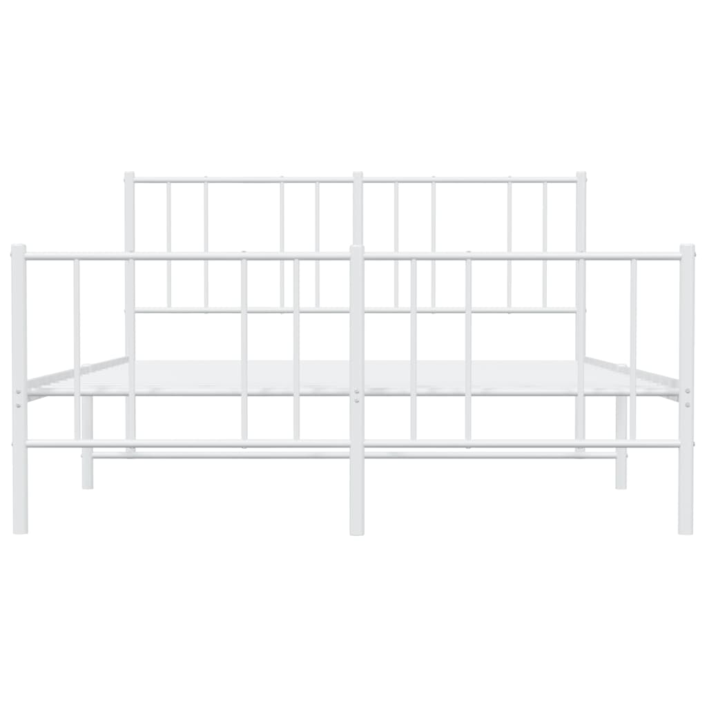 vidaXL Metal Bed Frame without Mattress with Footboard White 150x200cm