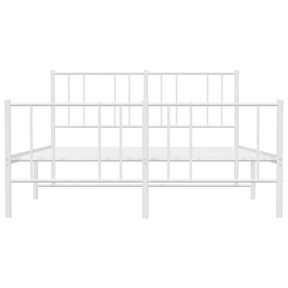 vidaXL Metal Bed Frame without Mattress with Footboard White 150x200cm