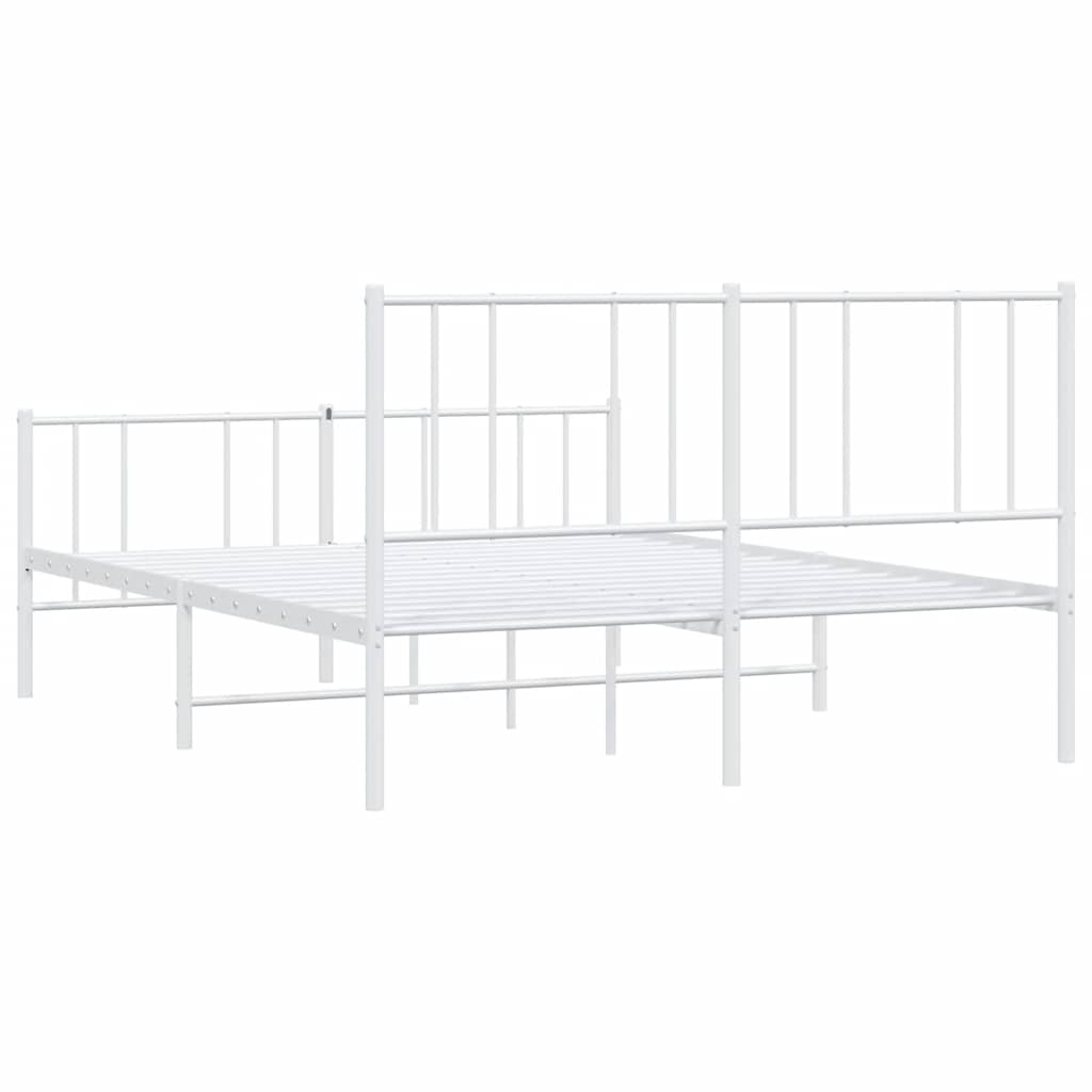 vidaXL Metal Bed Frame without Mattress with Footboard White 150x200cm