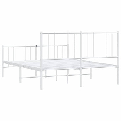 vidaXL Metal Bed Frame without Mattress with Footboard White 150x200cm
