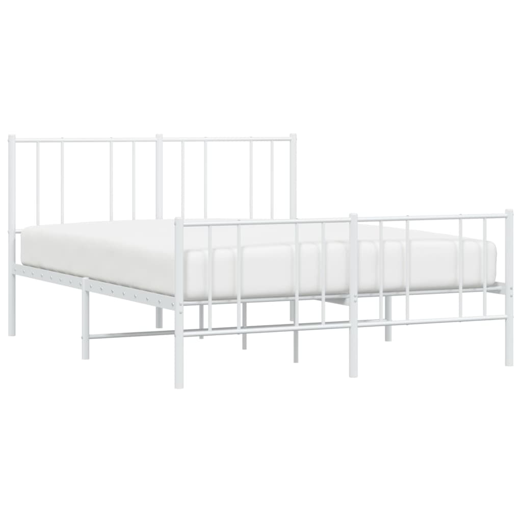 vidaXL Metal Bed Frame without Mattress with Footboard White 160x200cm