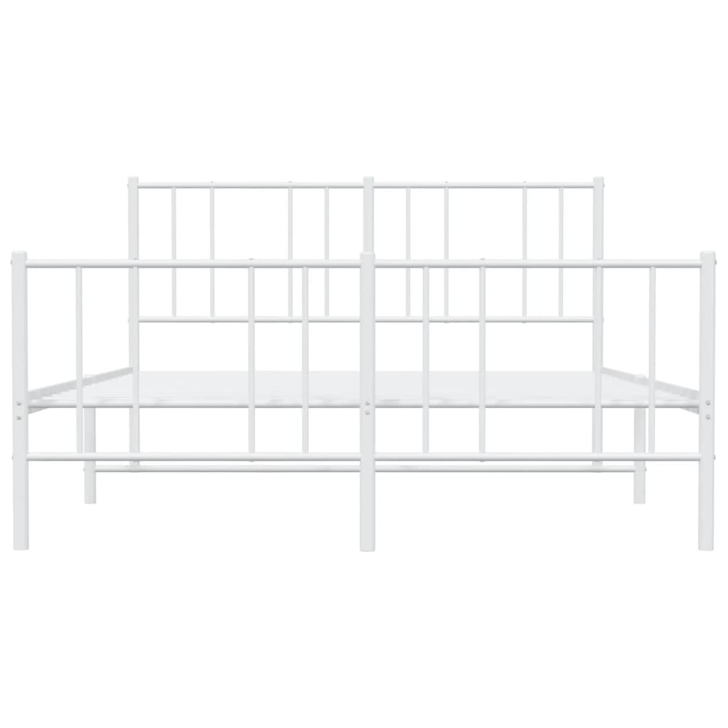 vidaXL Metal Bed Frame without Mattress with Footboard White 160x200cm