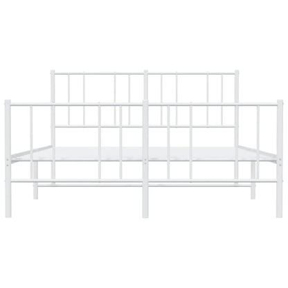 vidaXL Metal Bed Frame without Mattress with Footboard White 160x200cm
