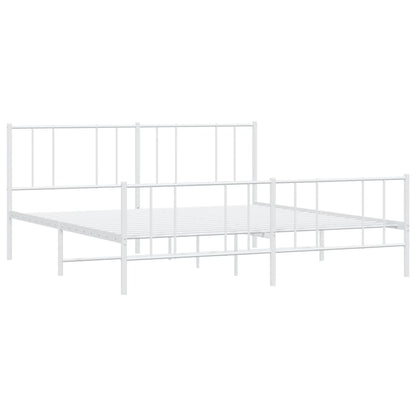 vidaXL Metal Bed Frame without Mattress with Footboard White 180x200cm