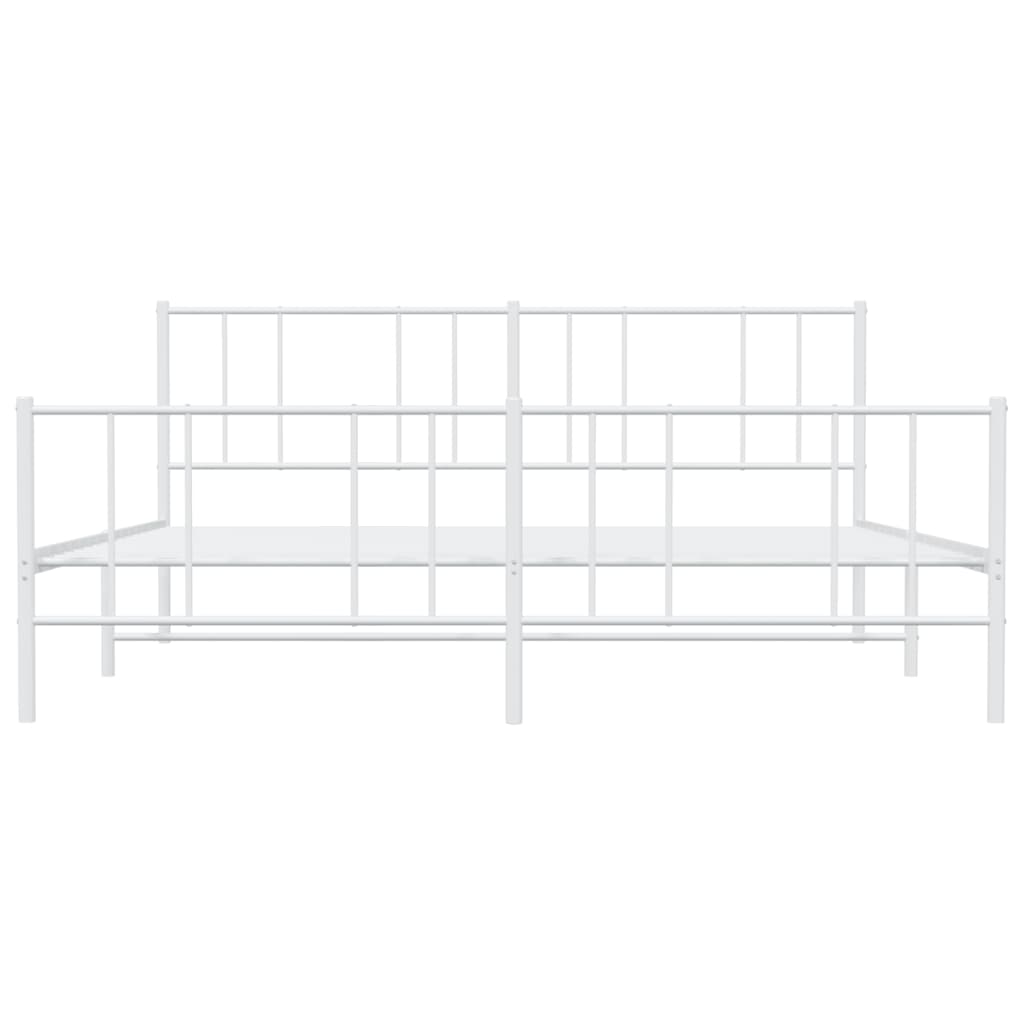 vidaXL Metal Bed Frame without Mattress with Footboard White 180x200cm
