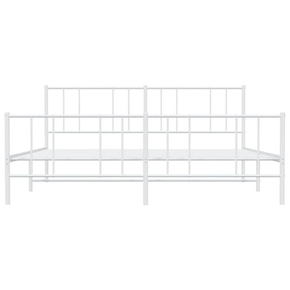 vidaXL Metal Bed Frame without Mattress with Footboard White 180x200cm