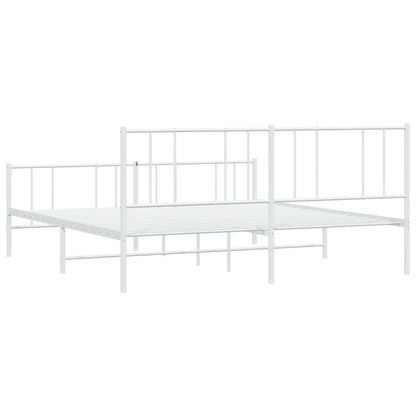 vidaXL Metal Bed Frame without Mattress with Footboard White 180x200cm