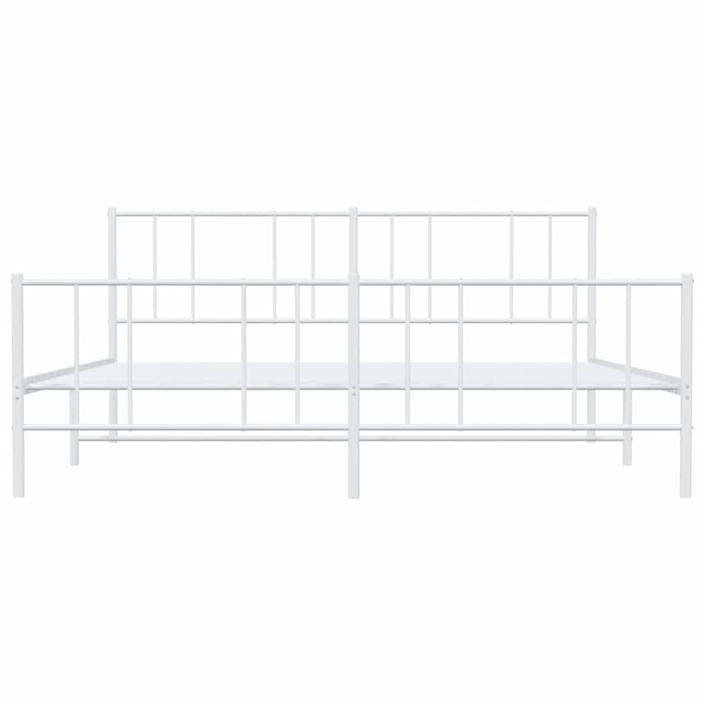 vidaXL Metal Bed Frame without Mattress with Footboard White 183x213cm