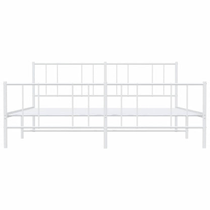 vidaXL Metal Bed Frame without Mattress with Footboard White 183x213cm
